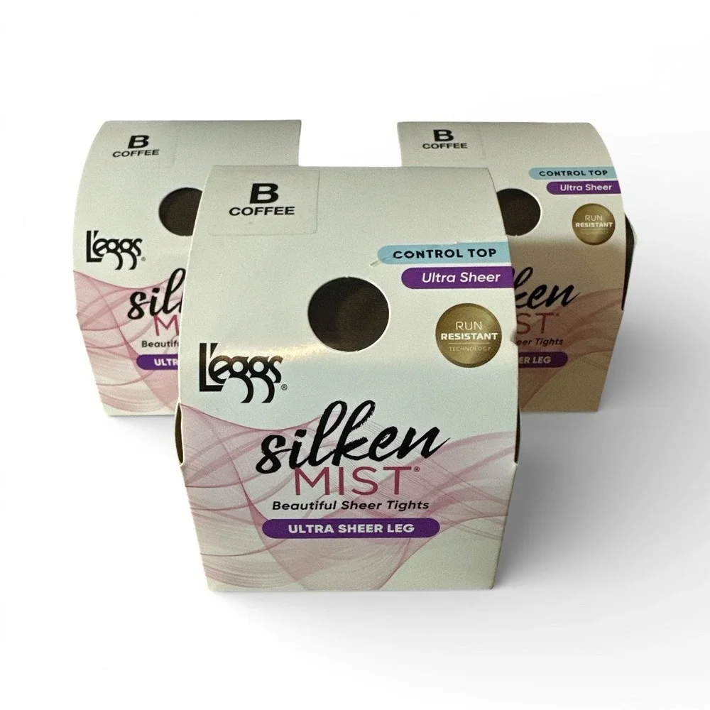 L'eggs Silken Mist Tights Women Size‎ B Coffee Ultra Sheer Control Top 3pk NEW